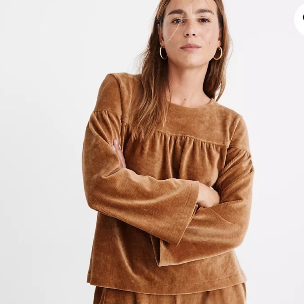 Madewell Texture & Thread Corduroy Long Sleeve Boxy Swing Top